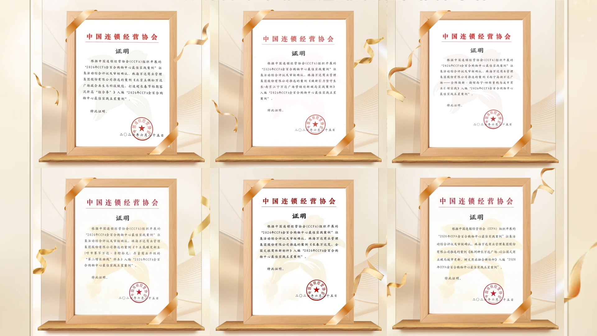 6座万达广场获评2026年CCFA金百合优秀创新案例